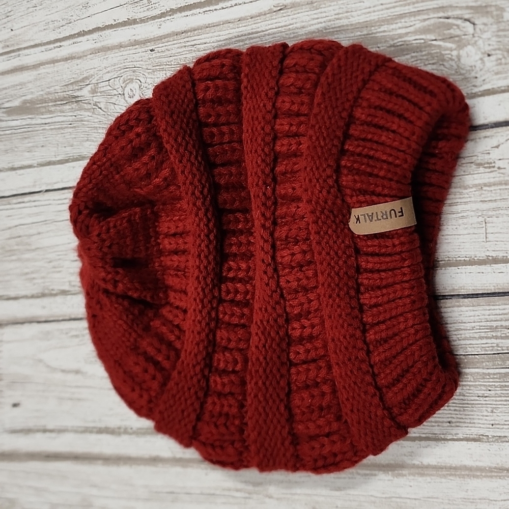 Furtalk handknit beanie stretch soft warm hat fully lined